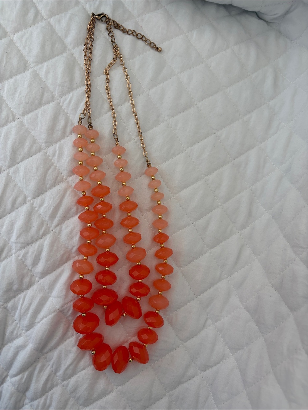 Gold-Chain Orange Gradient Beaded Statement Necklace